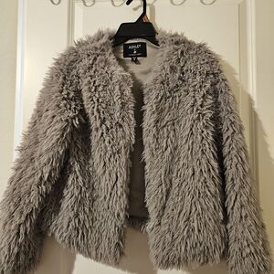 Ashley By 26 International Women's Plush Gray Teddy Jacket